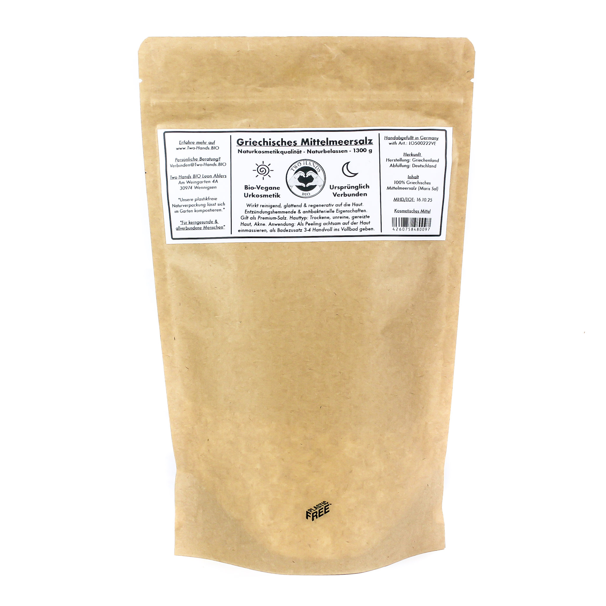 Meersalz - Griechisches Mittelmeer - Vegan - Naturbelassen - Plastikfrei - 1300 g