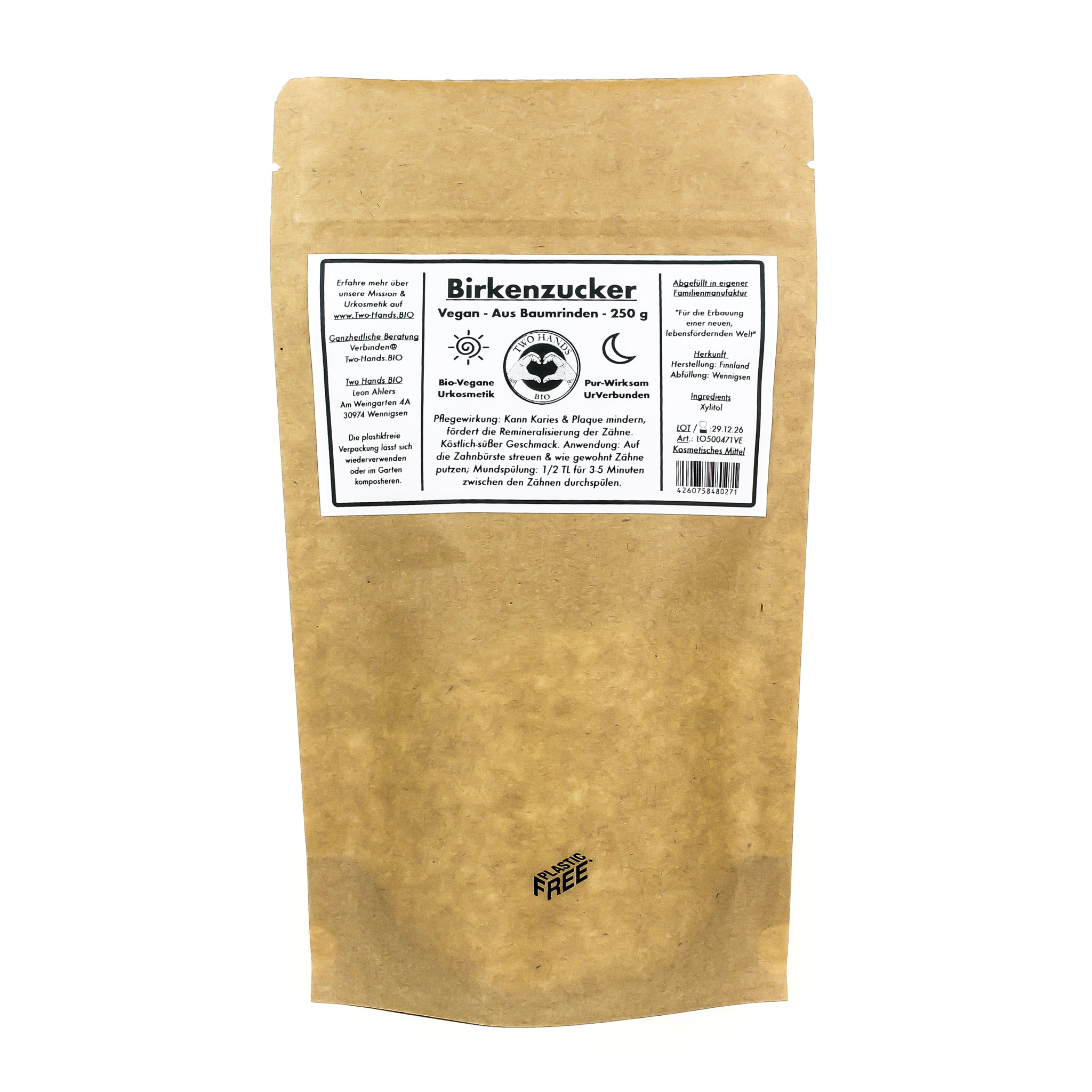Birkenzucker aus Baumrinde - Vegan - Plastikfrei - Xylit - 250 g