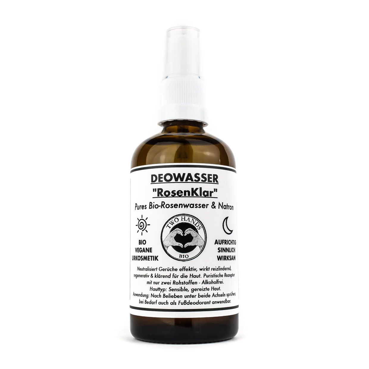 Deo Wasser „RosenKlar“ - Pures Bio-Rosenwasser & Natron - Alkoholfrei - Bio Vegan